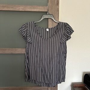 Old Navy | Chambray and White Striped Blouse- Size M